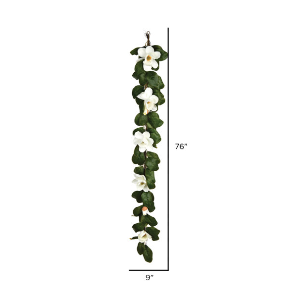 Gracie Oaks 9'' in. Faux Magnolia Garland & Reviews Wayfair